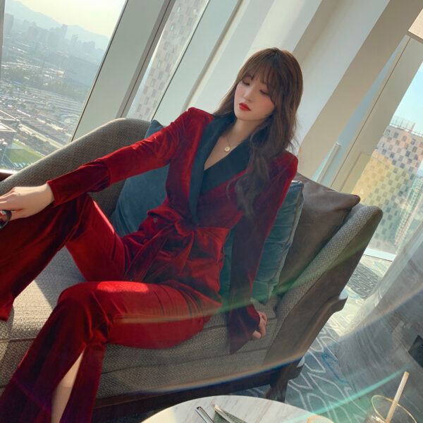 New Style Ladies Suit Velvet Two-Piece Suit