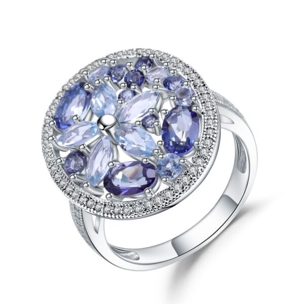 Gemstone Women European And American Retro Natural Stone Topaz Crystal Ring