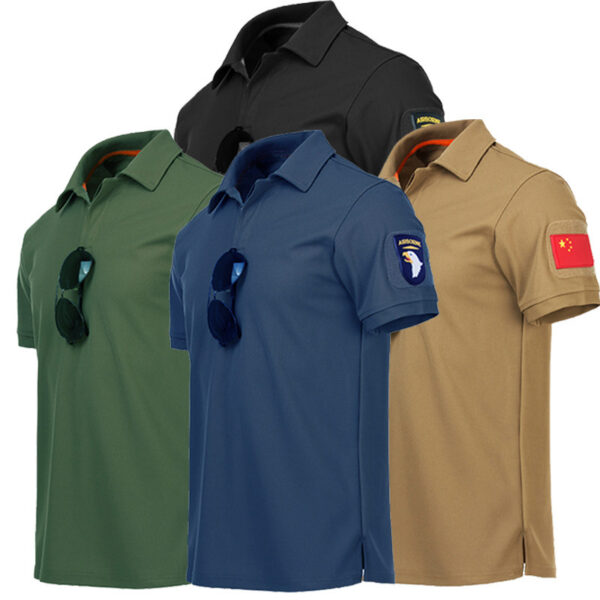 Men's Army Fan T-shirt Short Sleeve Tactical Lapel Polo
