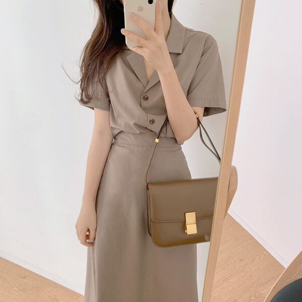 Ladies short sleeve Long Skirt Suit